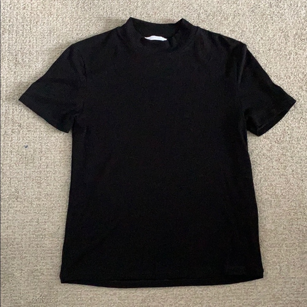 Zara basic black tee with high neck